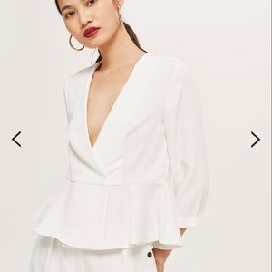 Topshop white peplum light jacket